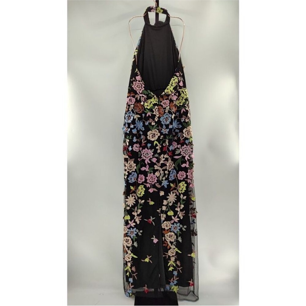 Lulu's Black Floral Halter Maxi Dress with Multicolor Embroidery - Picture 3 of 3